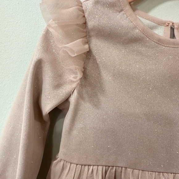 Pink Ruffle Shoulder Dress with Silver Sparkle Underlay – 18 Months - Picture 4 of 4